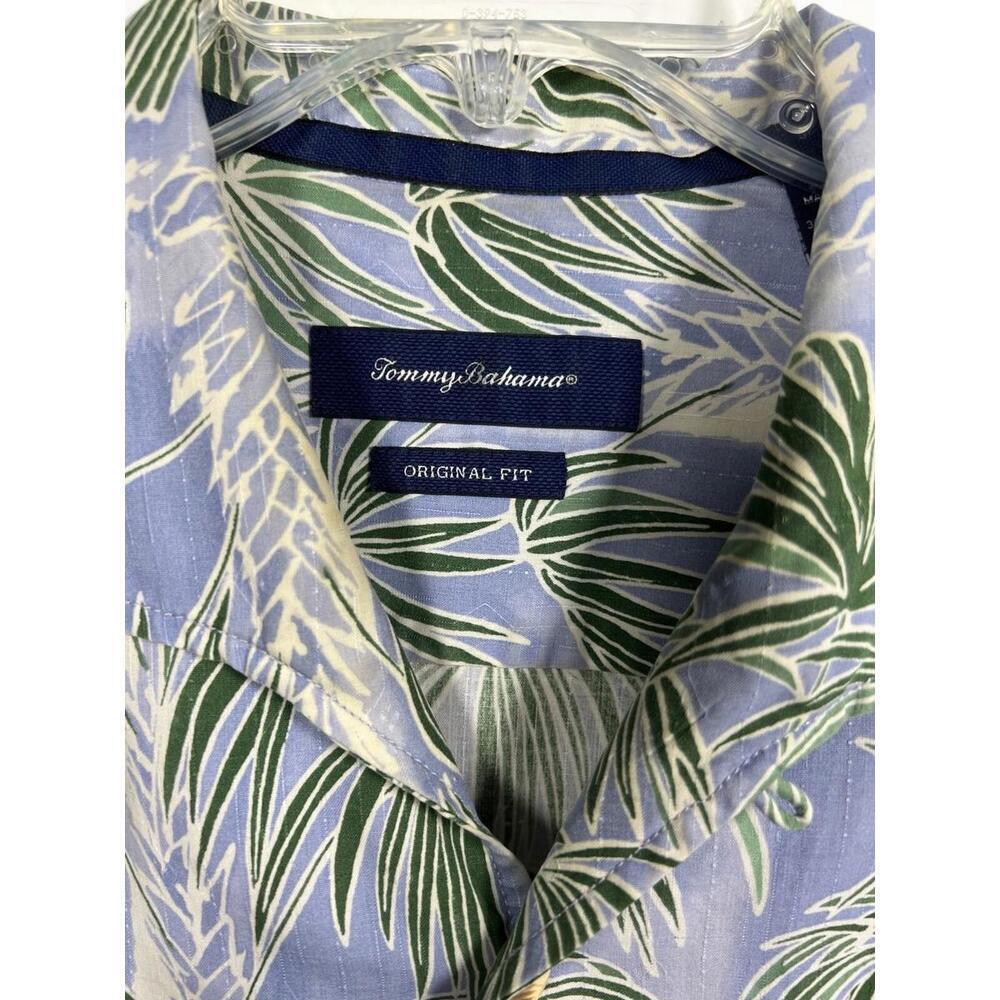 Tommy Bahama Mens Large Blue Palm Leaf 70% Silk Short Sleeve Hawaiin Shirt - Picture 6 of 9